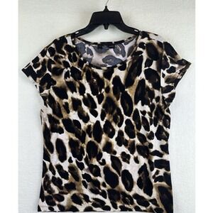 Grace Elements‎ Bluse Top Womens XL Animal Print Sleeveless Round Neck Stretch